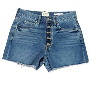 EVE DENIM The Silver Bullet Vintage Wash Raw Cut Hem Shorts